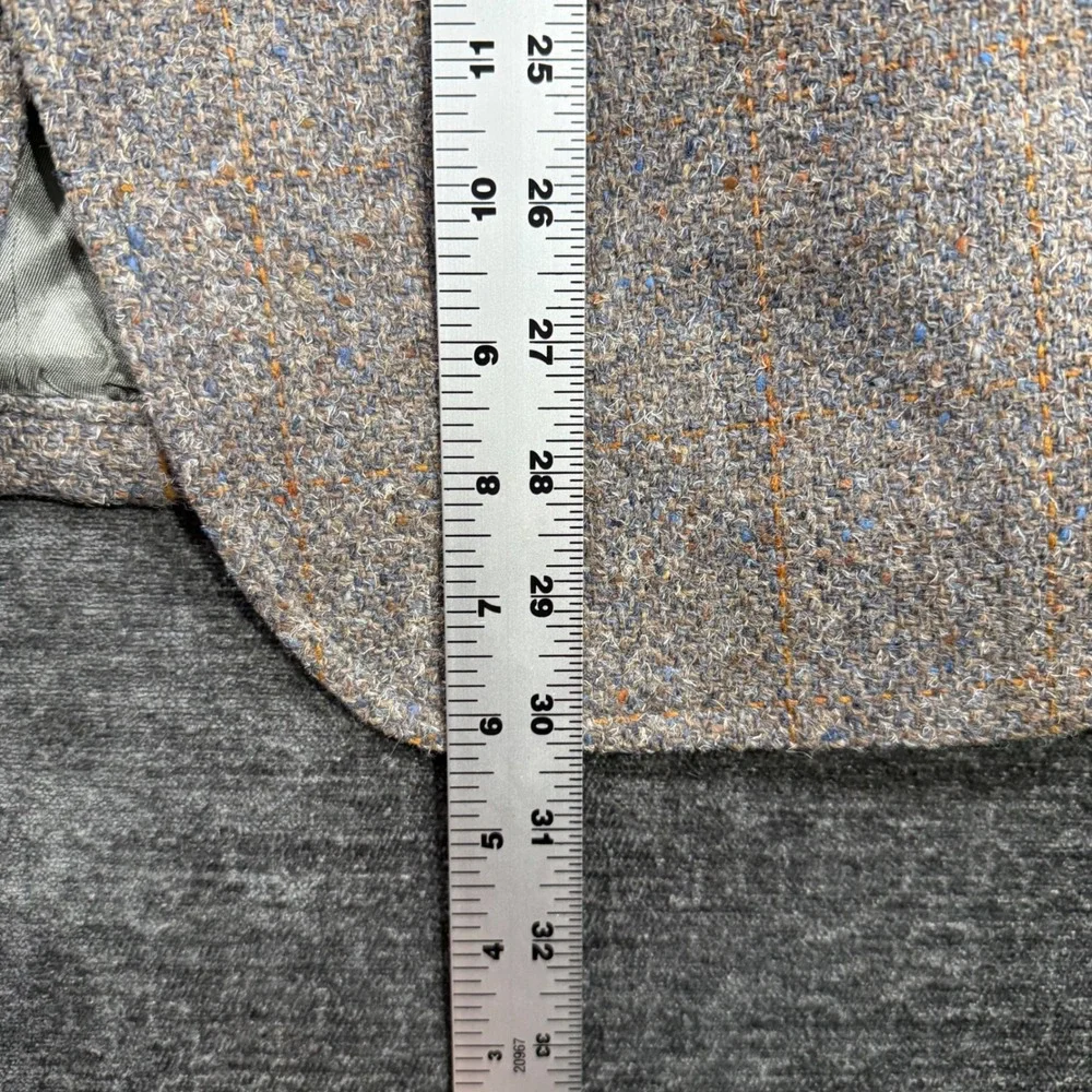 Hardwick Clothes Mens Grey Wool Tweed Windowpane Blazer Sport Coat Made in USA